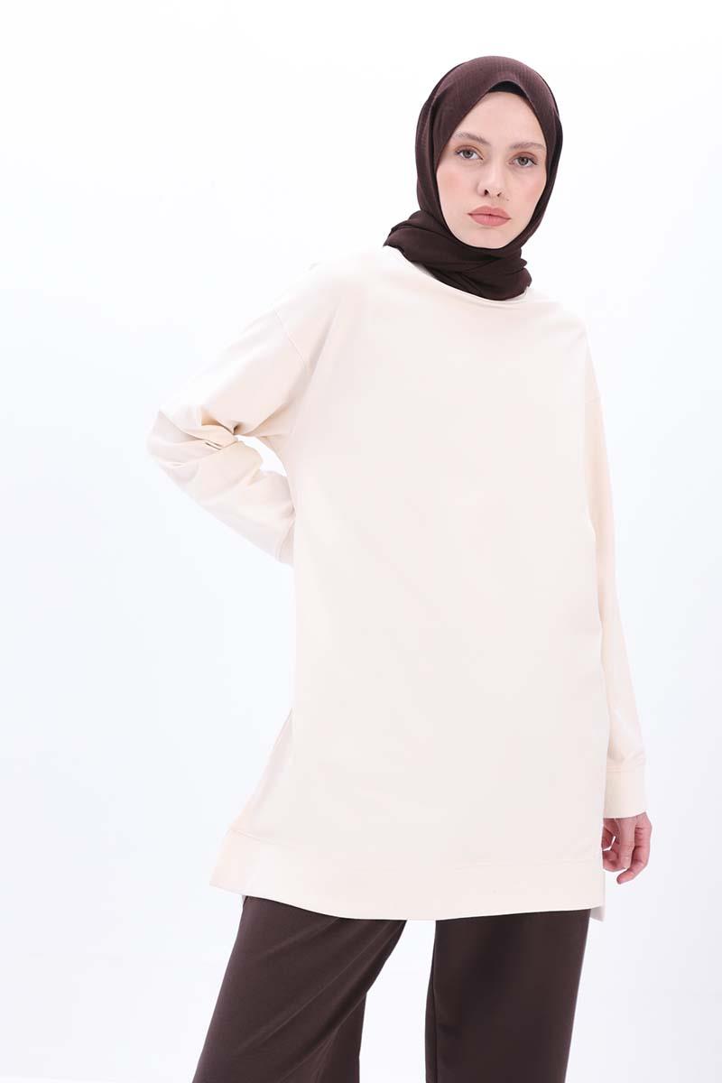 Cotton Sweat Tunic with Slit Detail