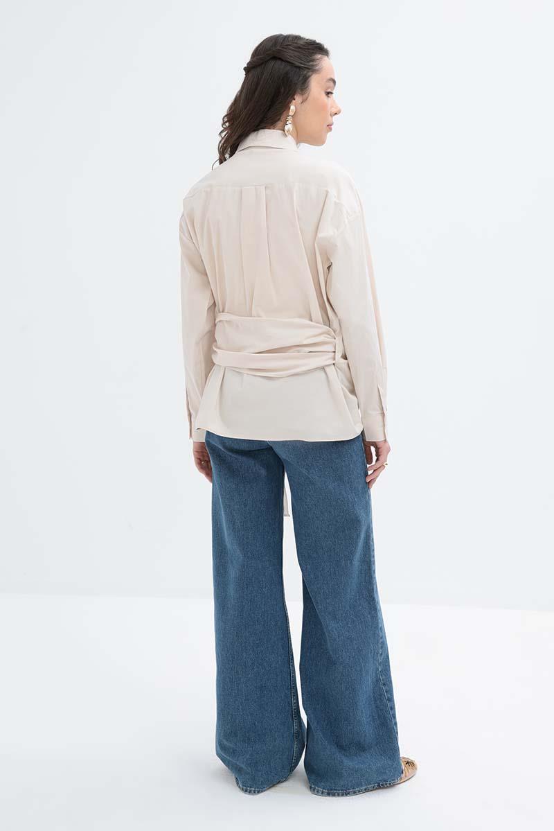 Taş-Yandan Bağlama Detaylı Gömlek