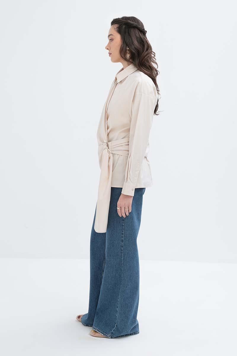 Taş-Yandan Bağlama Detaylı Gömlek
