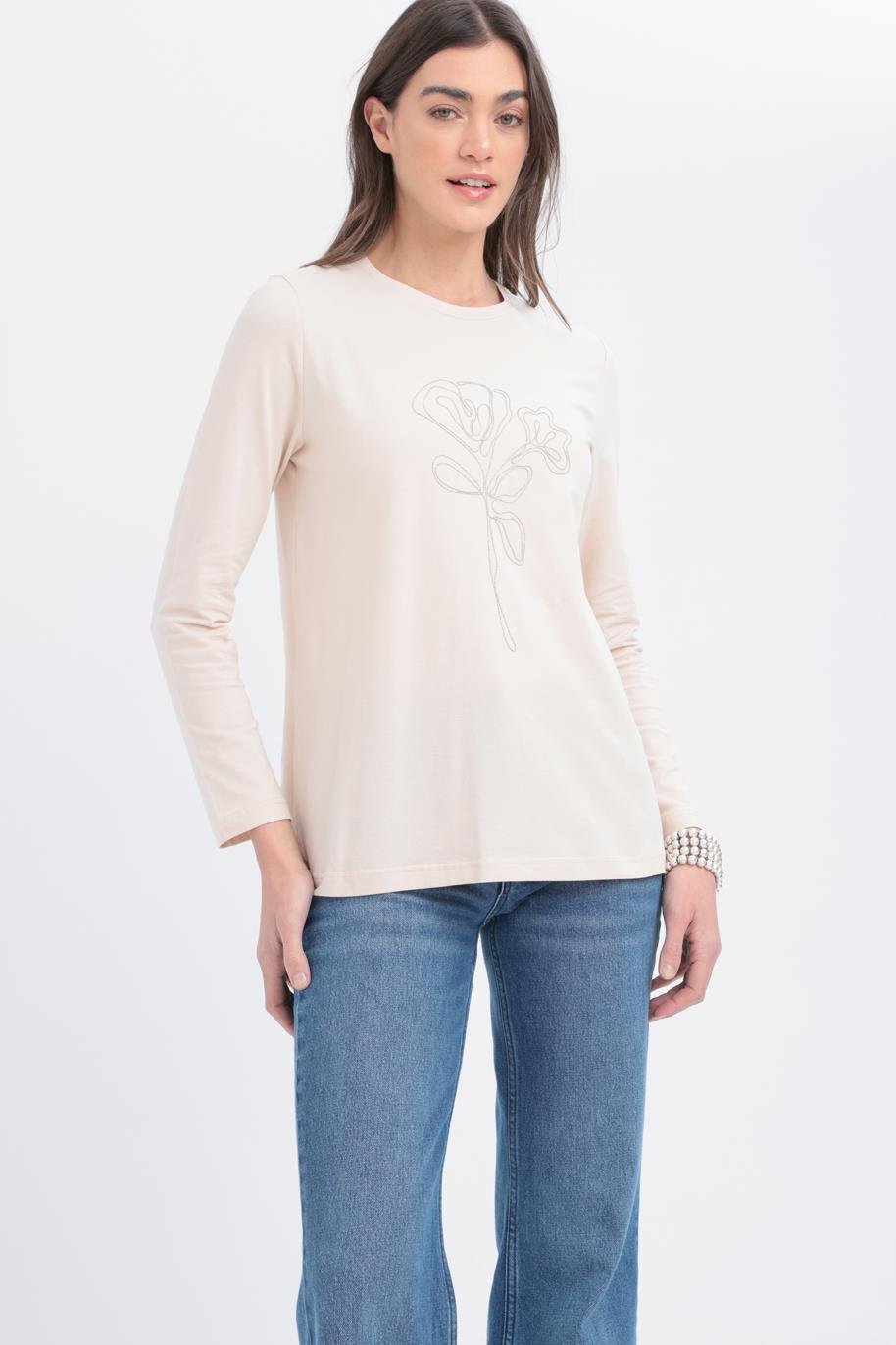 Taş-Zincir Nakışlı Uzun Kollu T-shirt