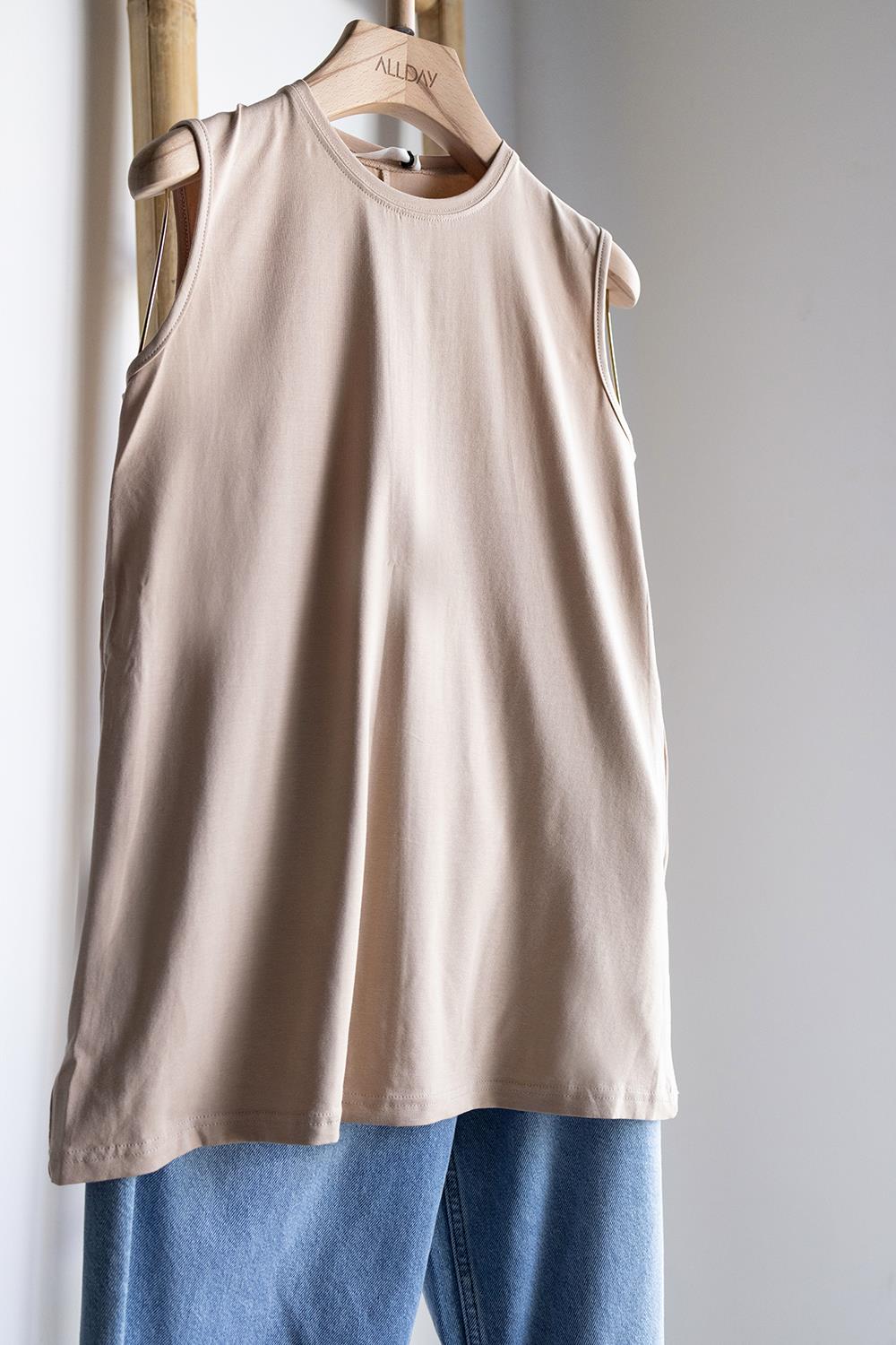 Crew Neck Sleeveless Cotton T-shirt