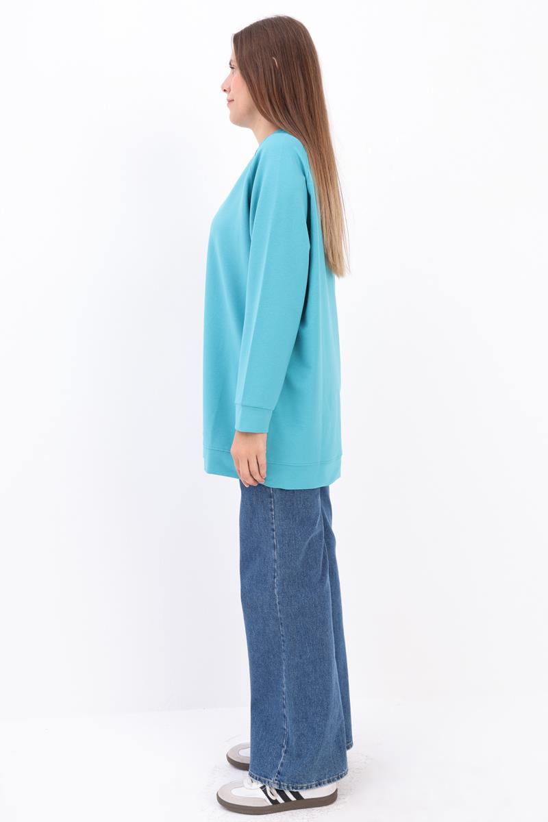 Bisiklet Yaka Reglan Kol Likralı Sweat