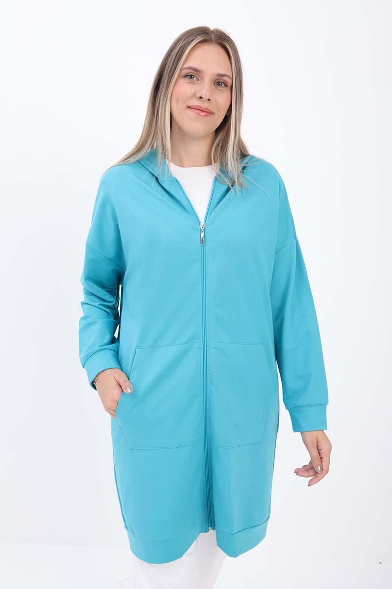 Kapüşonlu Fermuarlı Sweat Hırka