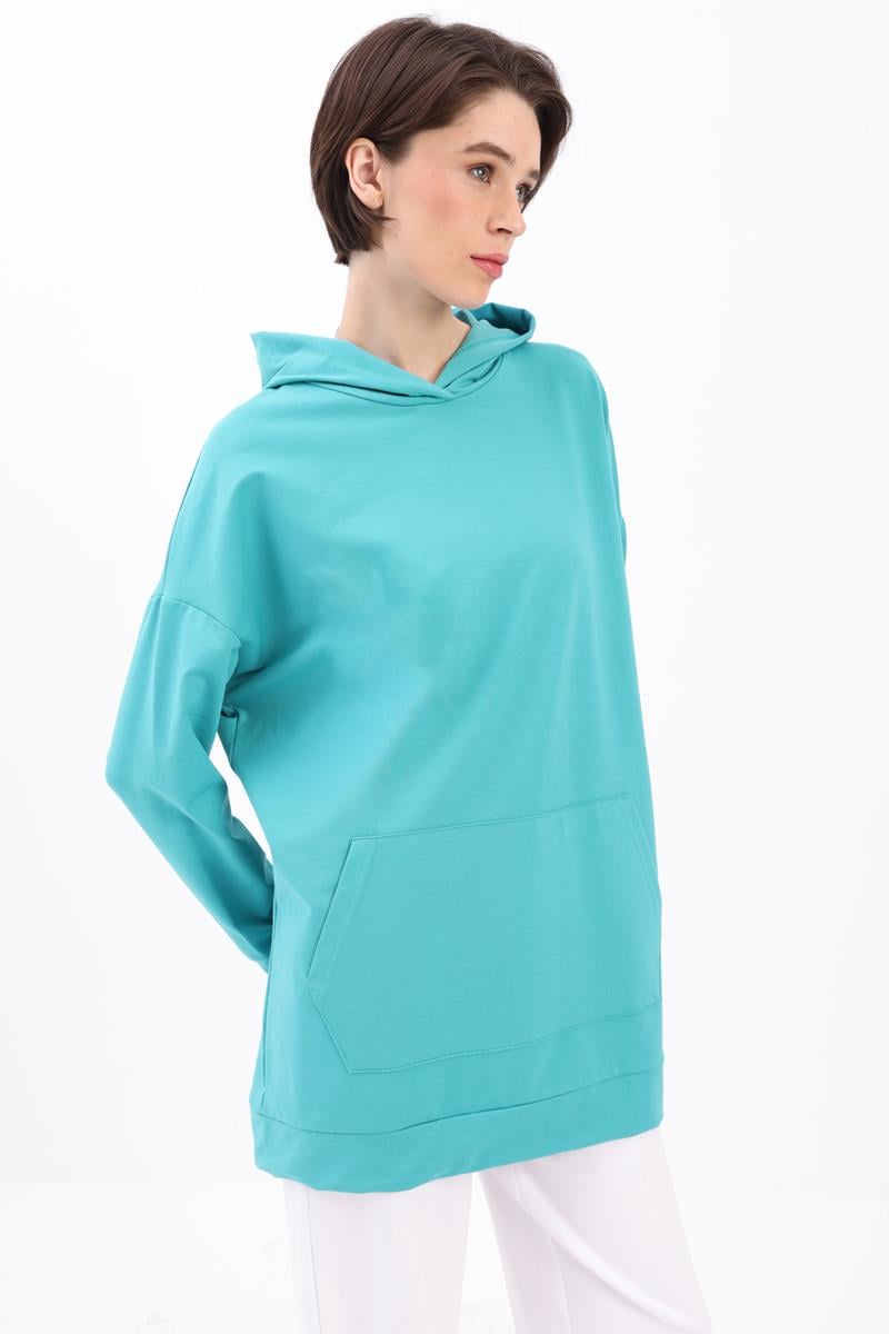 Kangaroo Pocket Hooded Sweatshirt Tunic