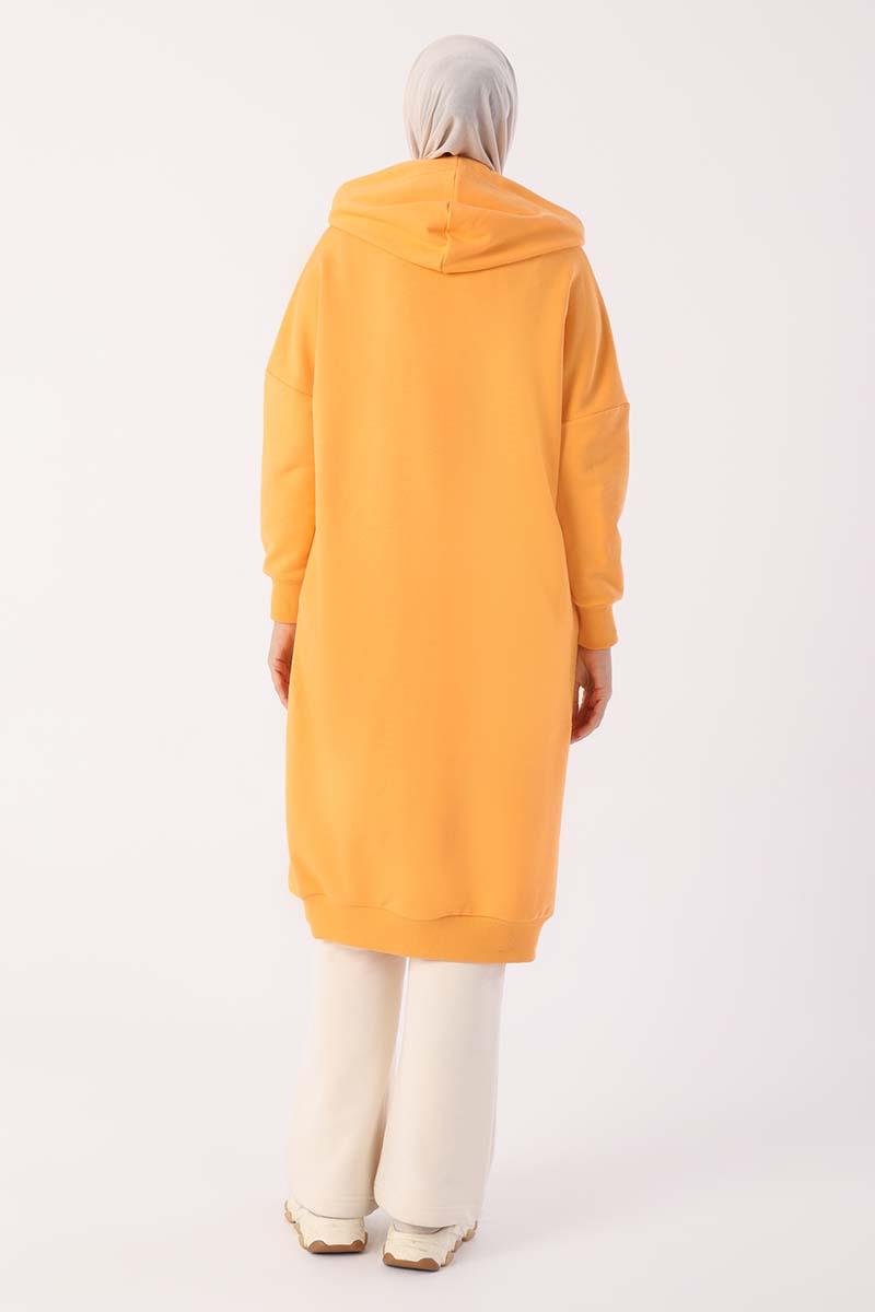 Kuşgözlü Kapüşonlu Cepli Sweat Tunik