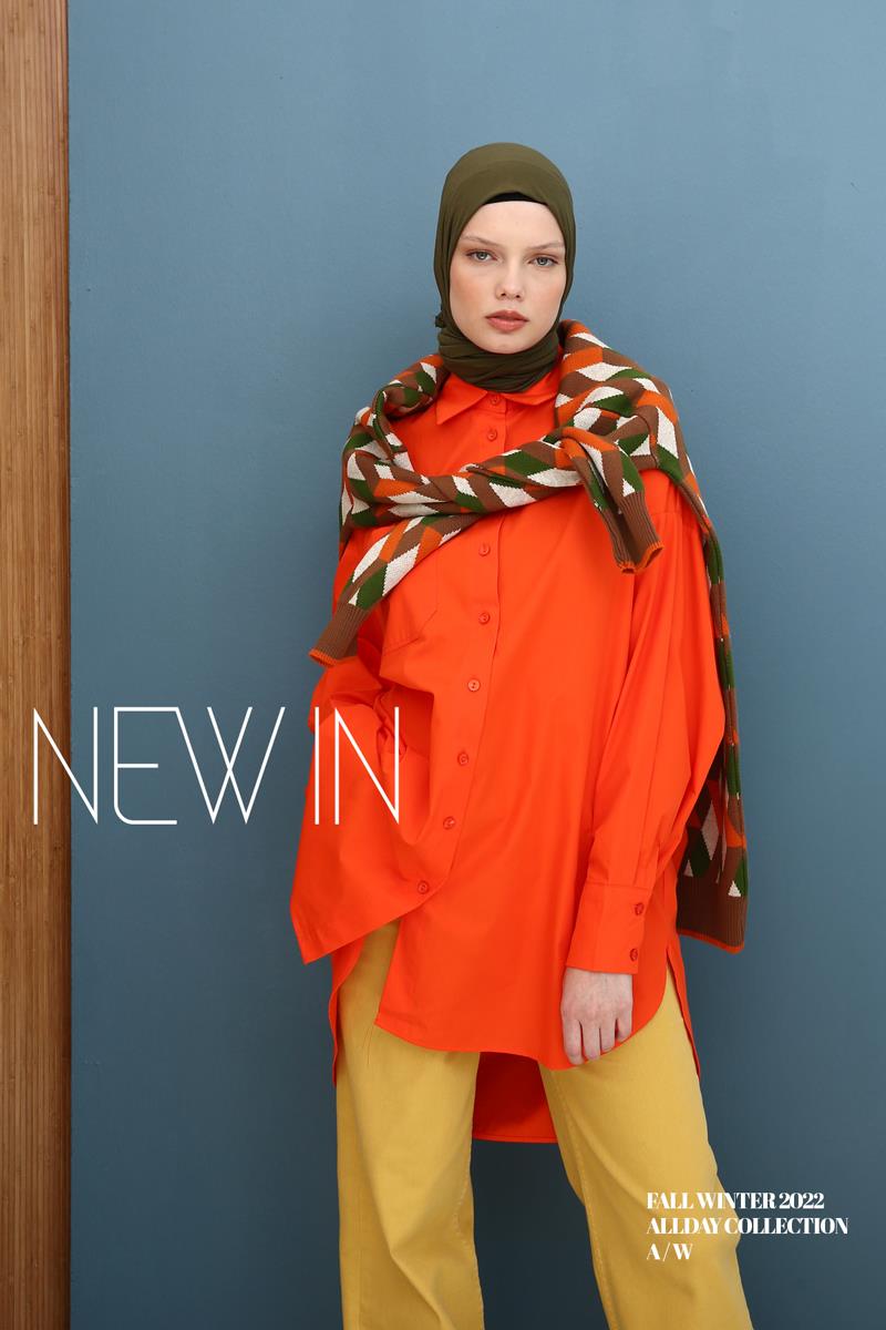 %100 Pamuk Oversize Cepli Gömlek Tunik
