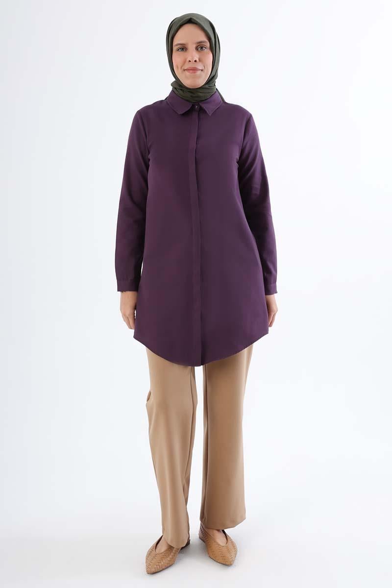 Hidden Button Shirt Tunic