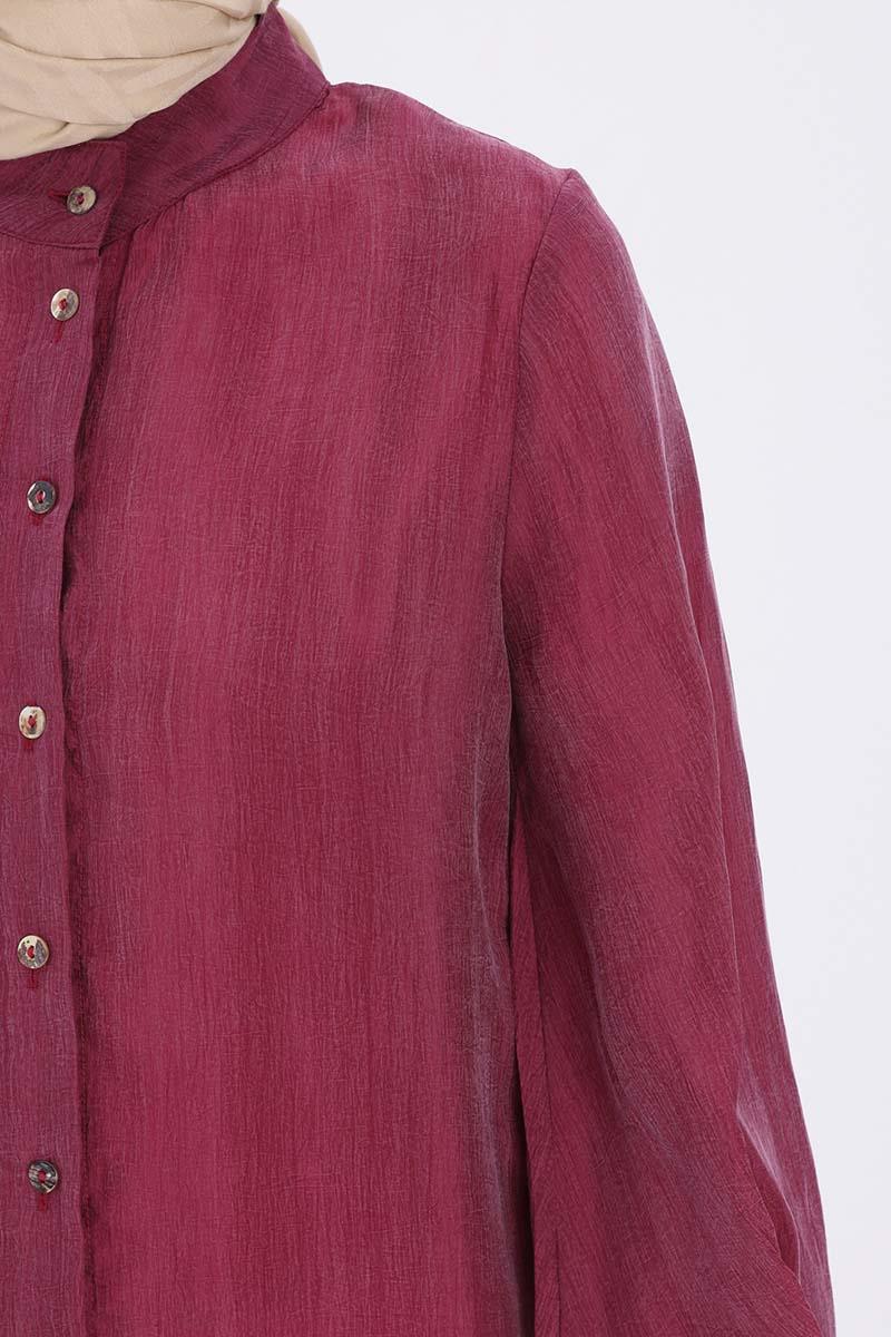 Dik Yakalı Kolu Pileli  Gömlek Tunik