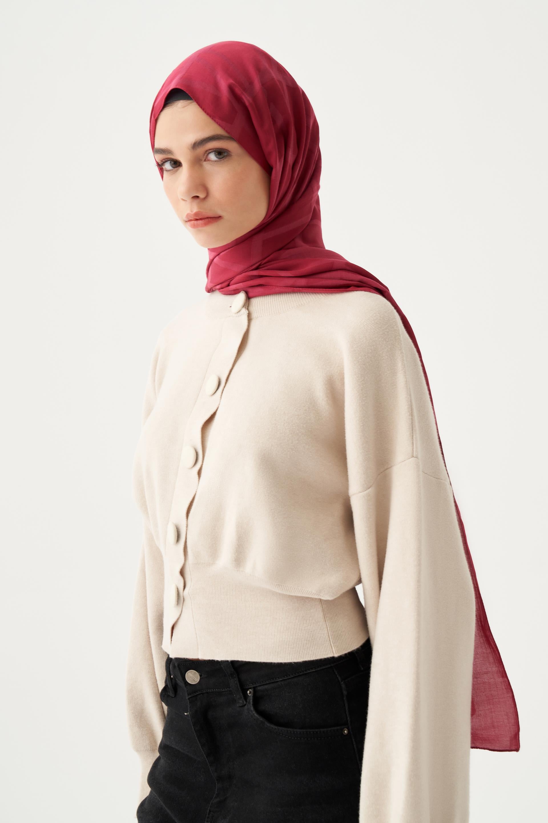 Vişne-Modal Pamuklu Şal