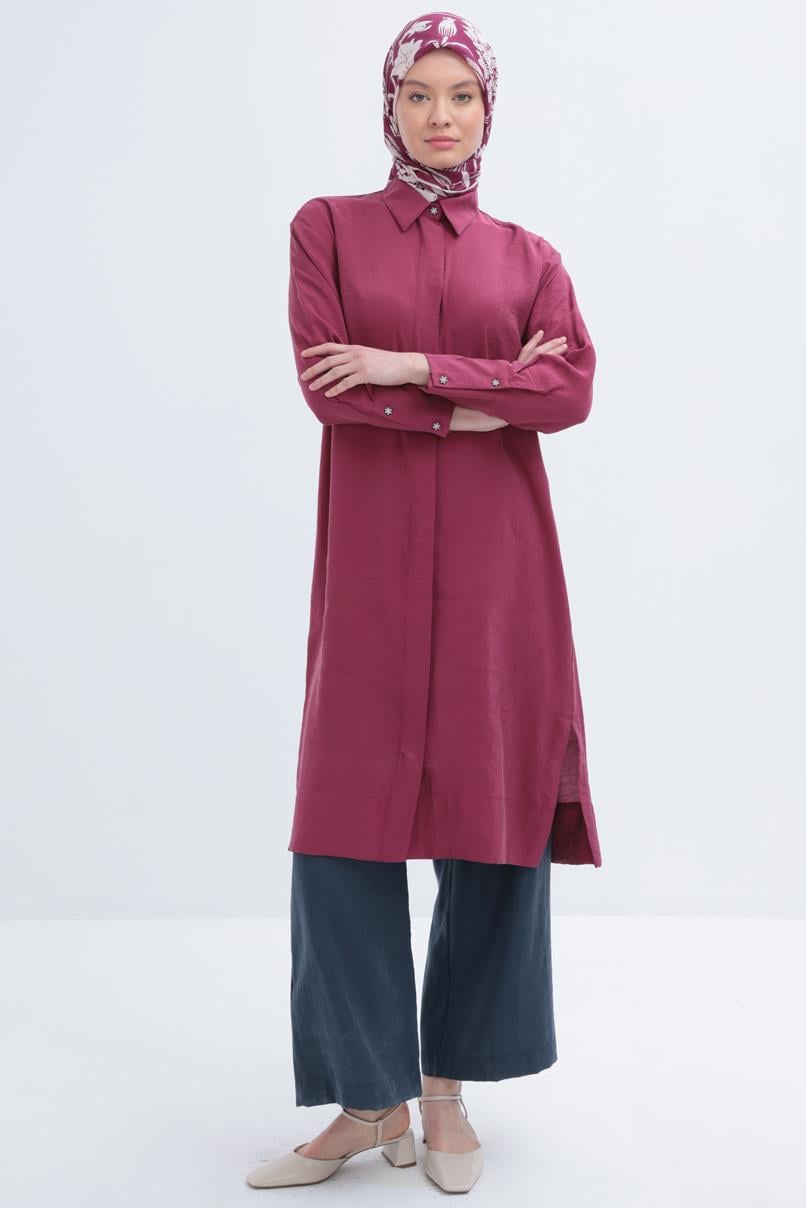 Taş Düğmeli Modal Gömlek Tunik