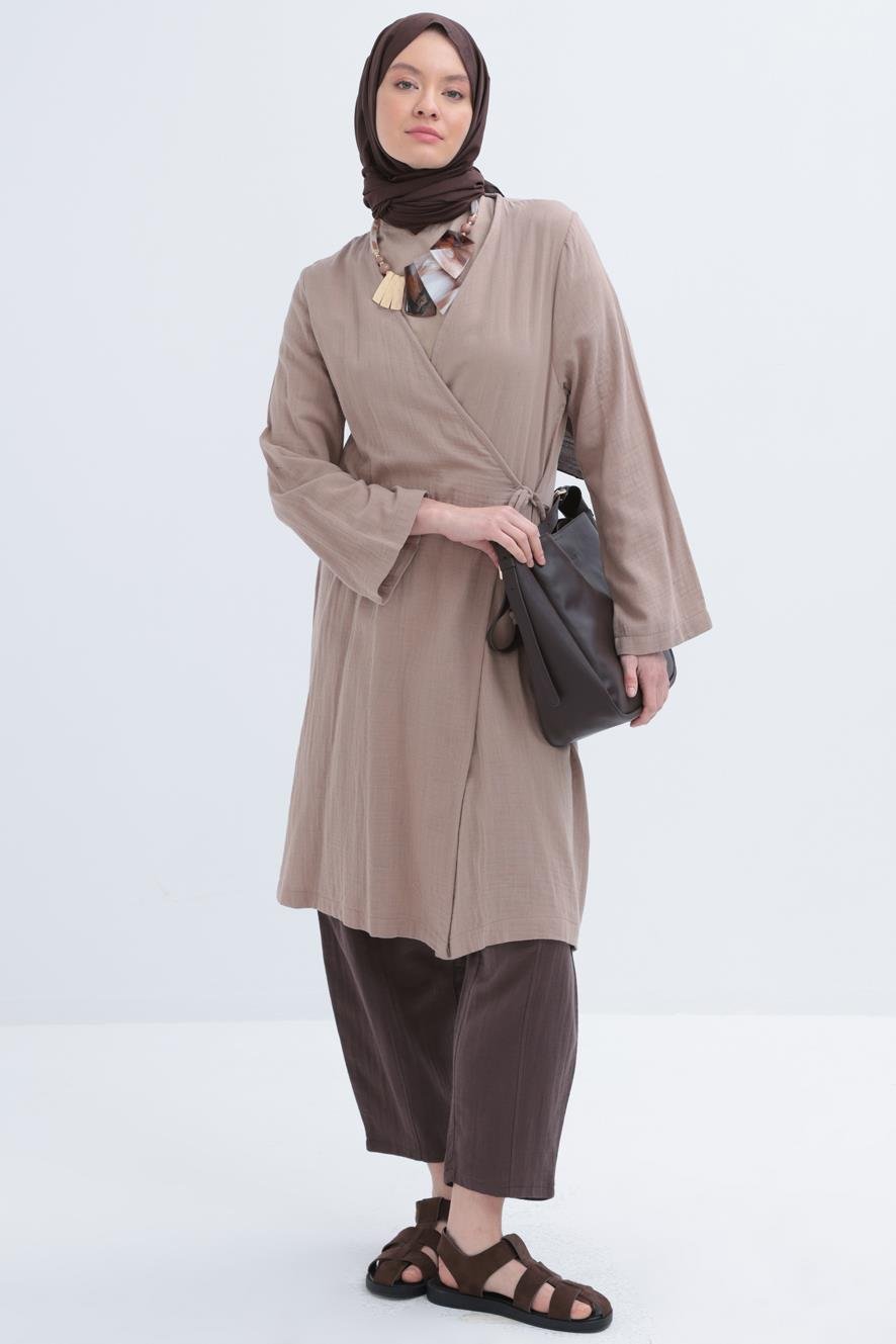 Vizon-Belden Bağlamalı Müslin Kap