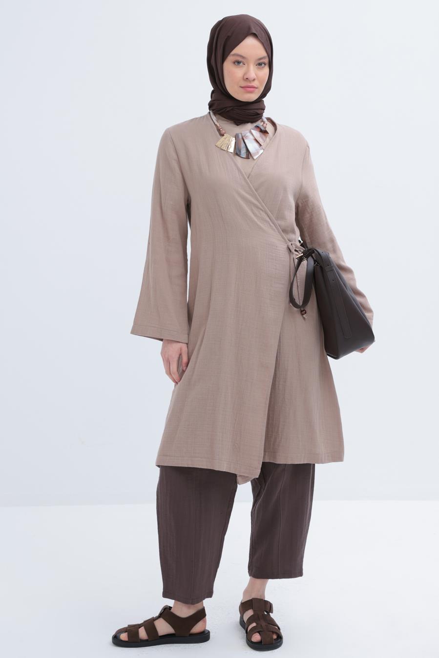 Vizon-Belden Bağlamalı Müslin Kap