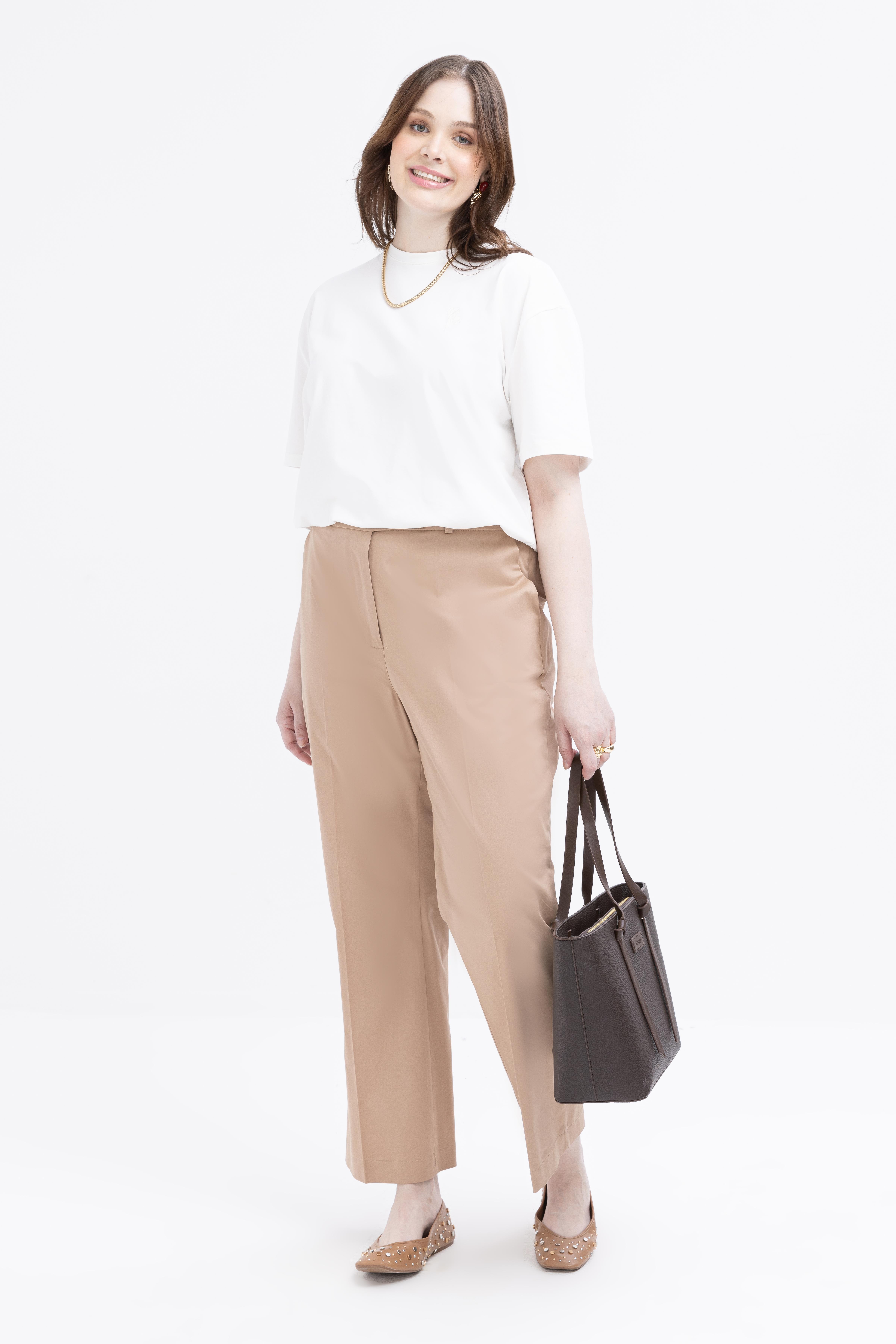 Vizon-Beli Lastikli Büyük Beden Pantolon