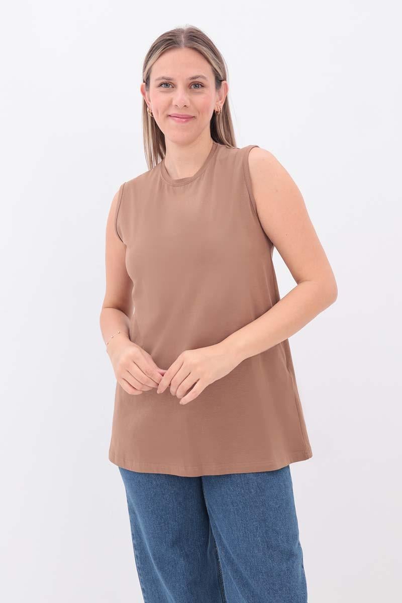 Bisiklet Yaka Kolsuz Pamuklu  T-shirt