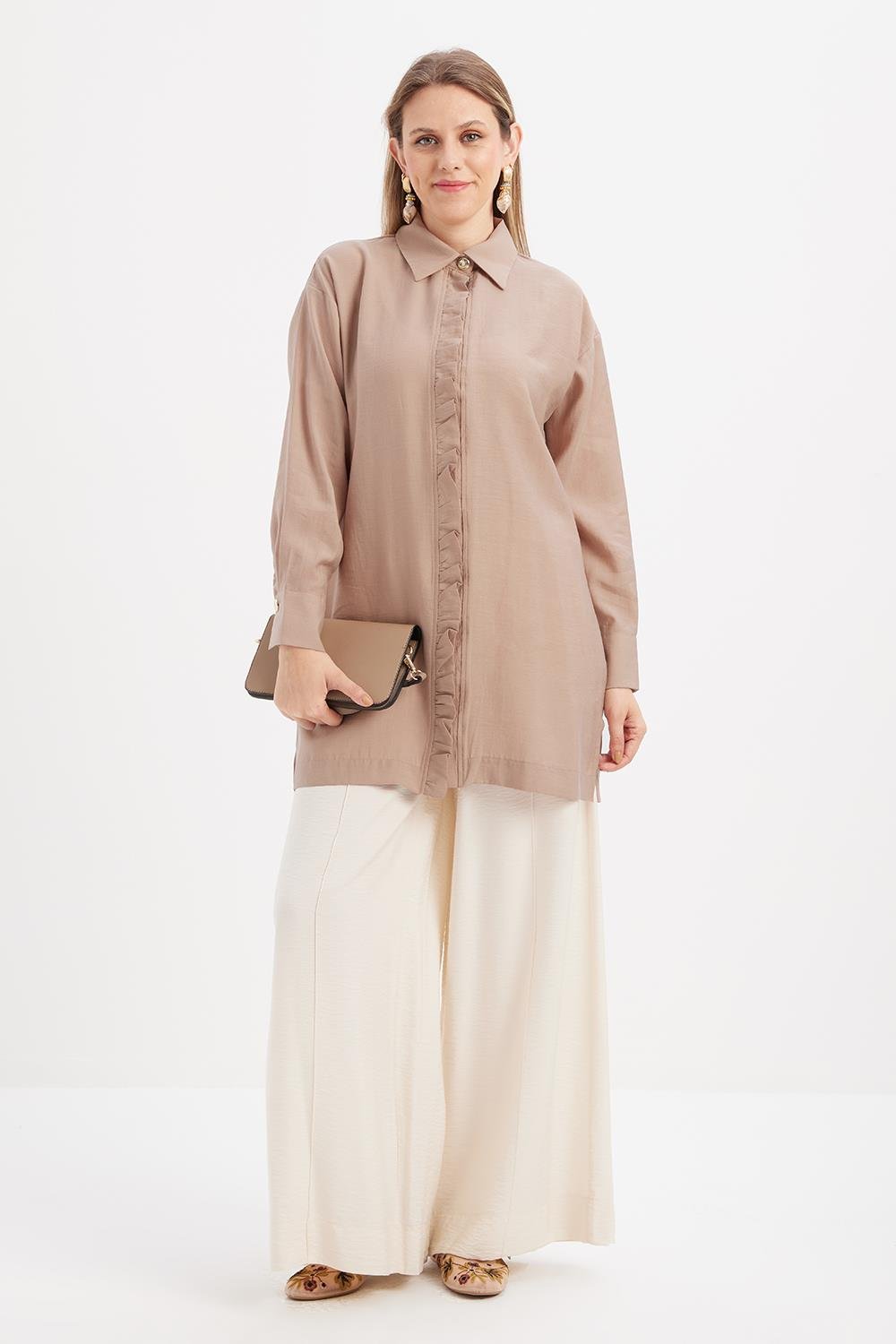 Vizon-Fırfırlı Gömlek Tunik