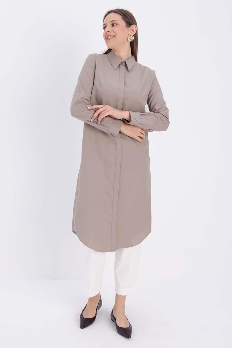Hidden Button Long Shirt