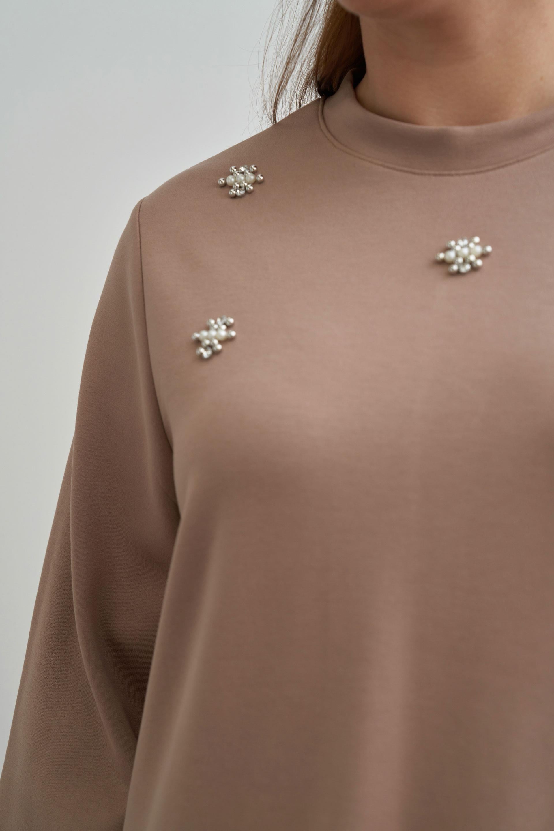 Vizon-İnci İşlemeli Tunik