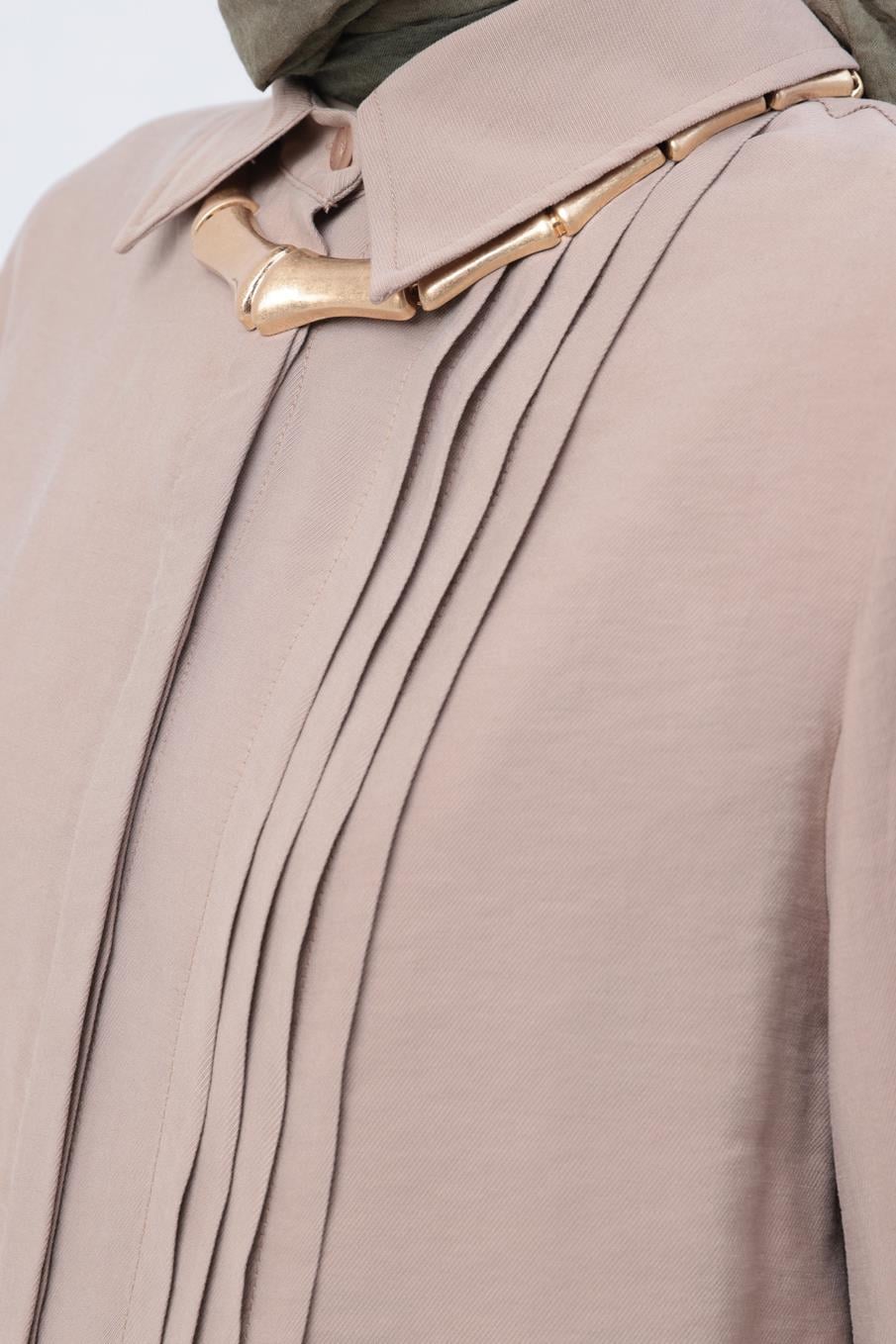 Vizon-Nervürlü Yırtmaçlı Modal Pantolonlu Takım