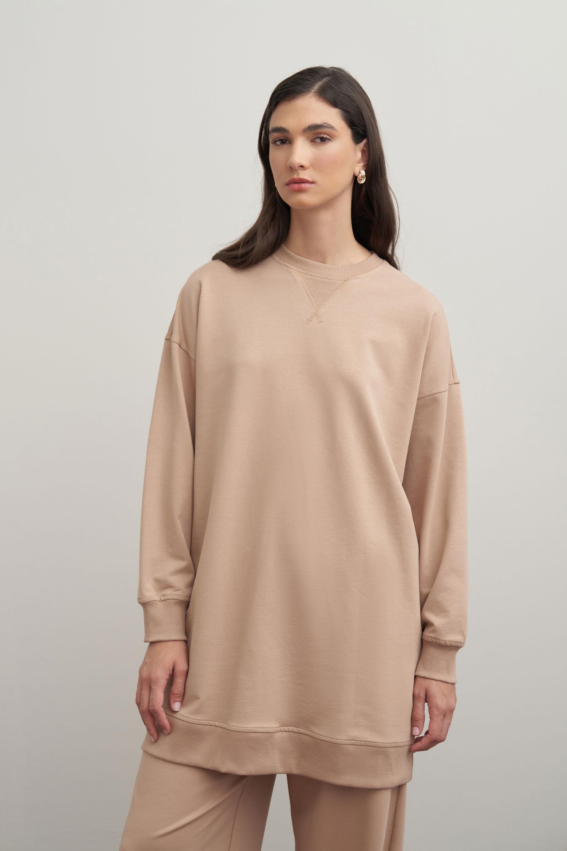 Vizon-Pamuklu Kaşkorse Detaylı Sweatshirt