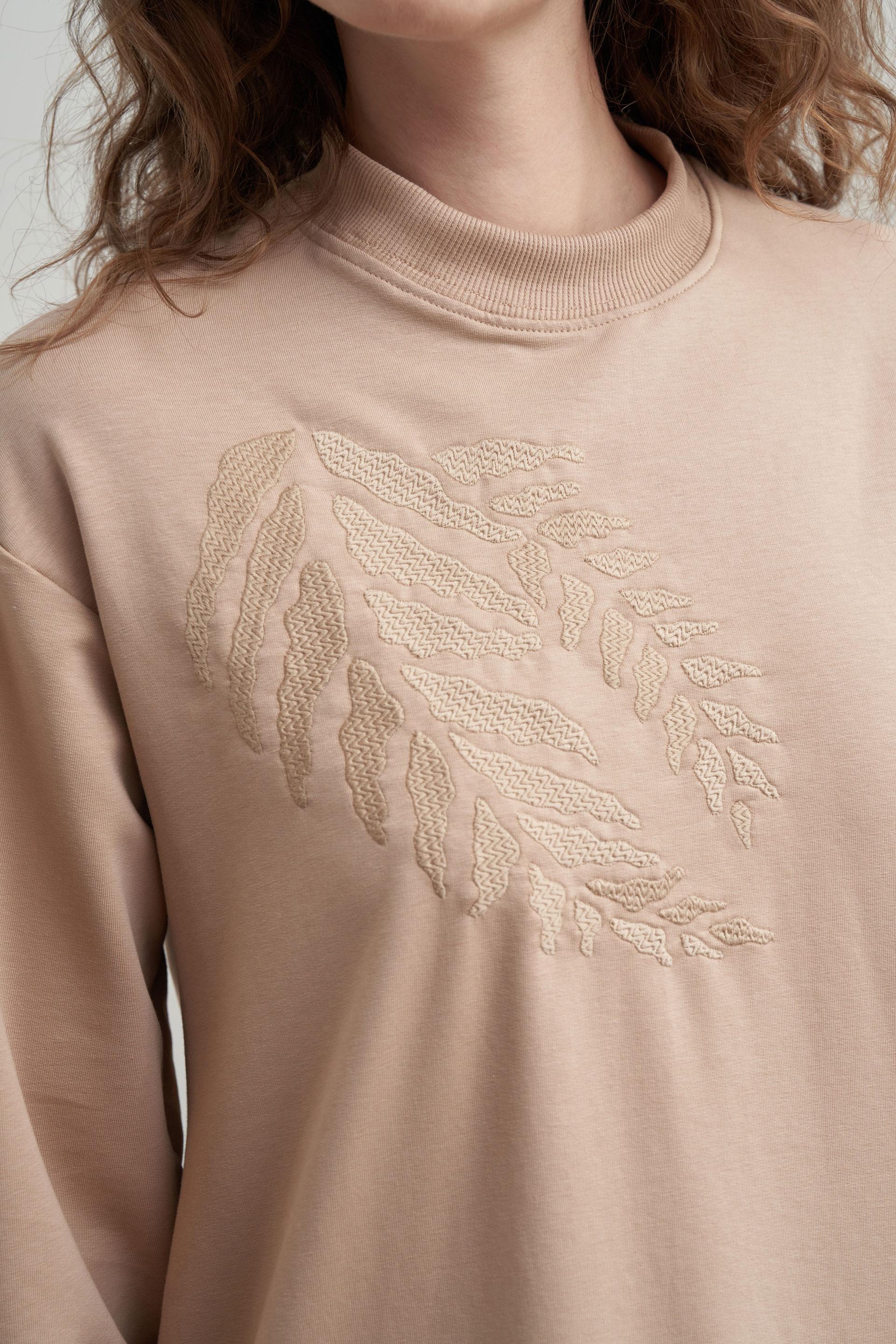 Vizon-Pamuklu Nakışlı Uzun Tunik