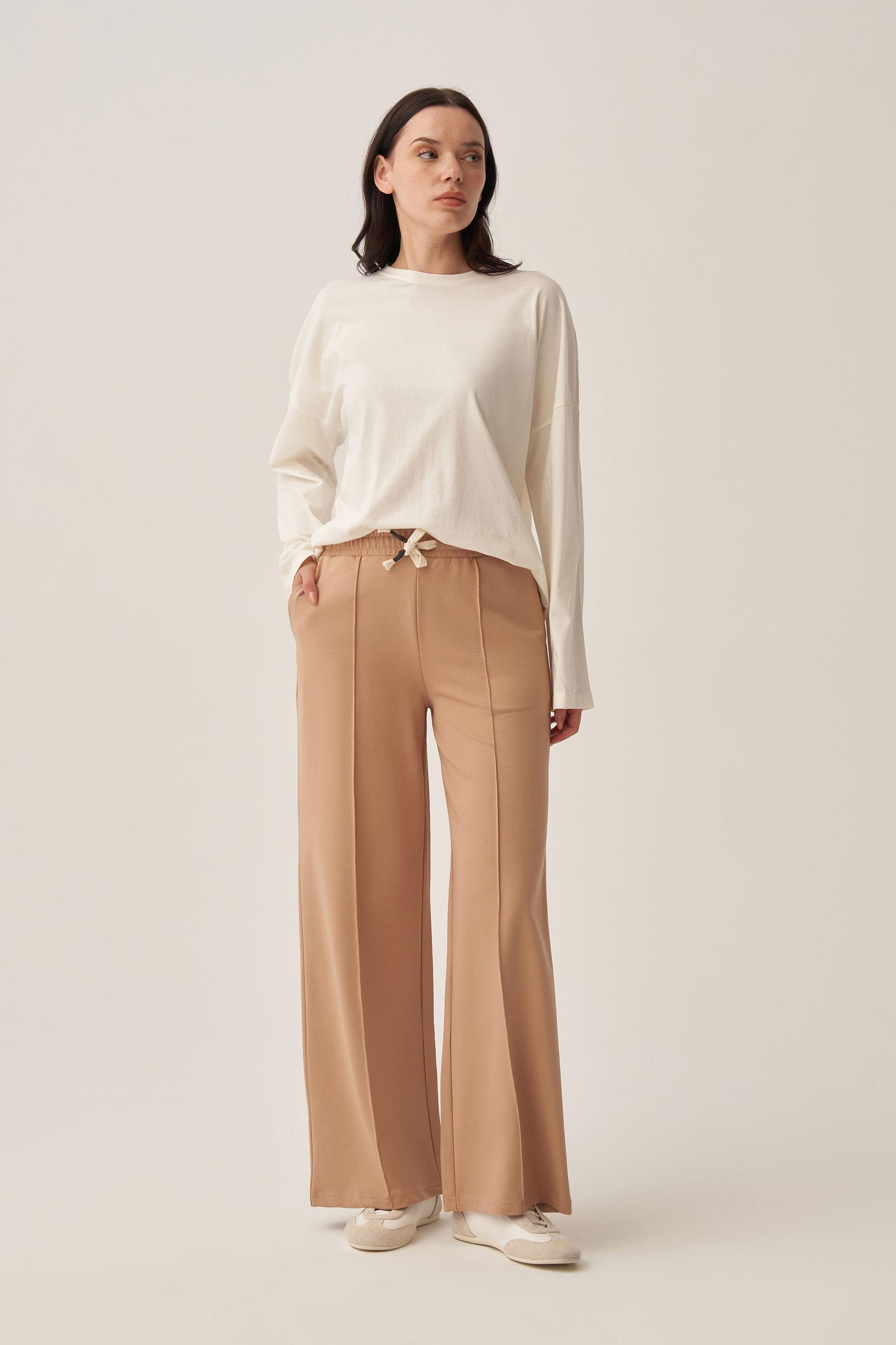 Vizon-Pamuklu Nervürlü Eşofman Altı