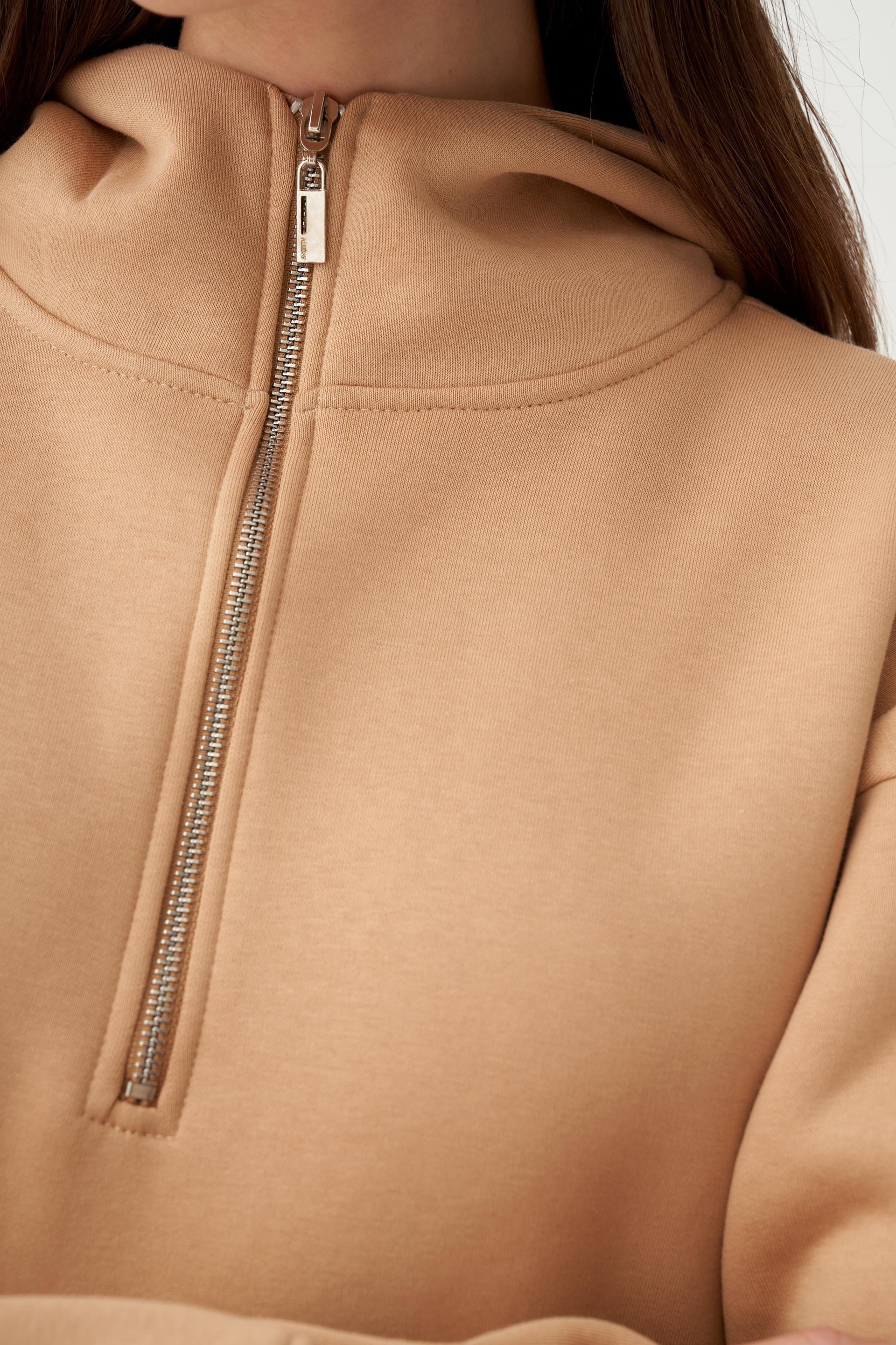 Vizon-Pamuklu Yarım Patlı Fermuarlı Tunik