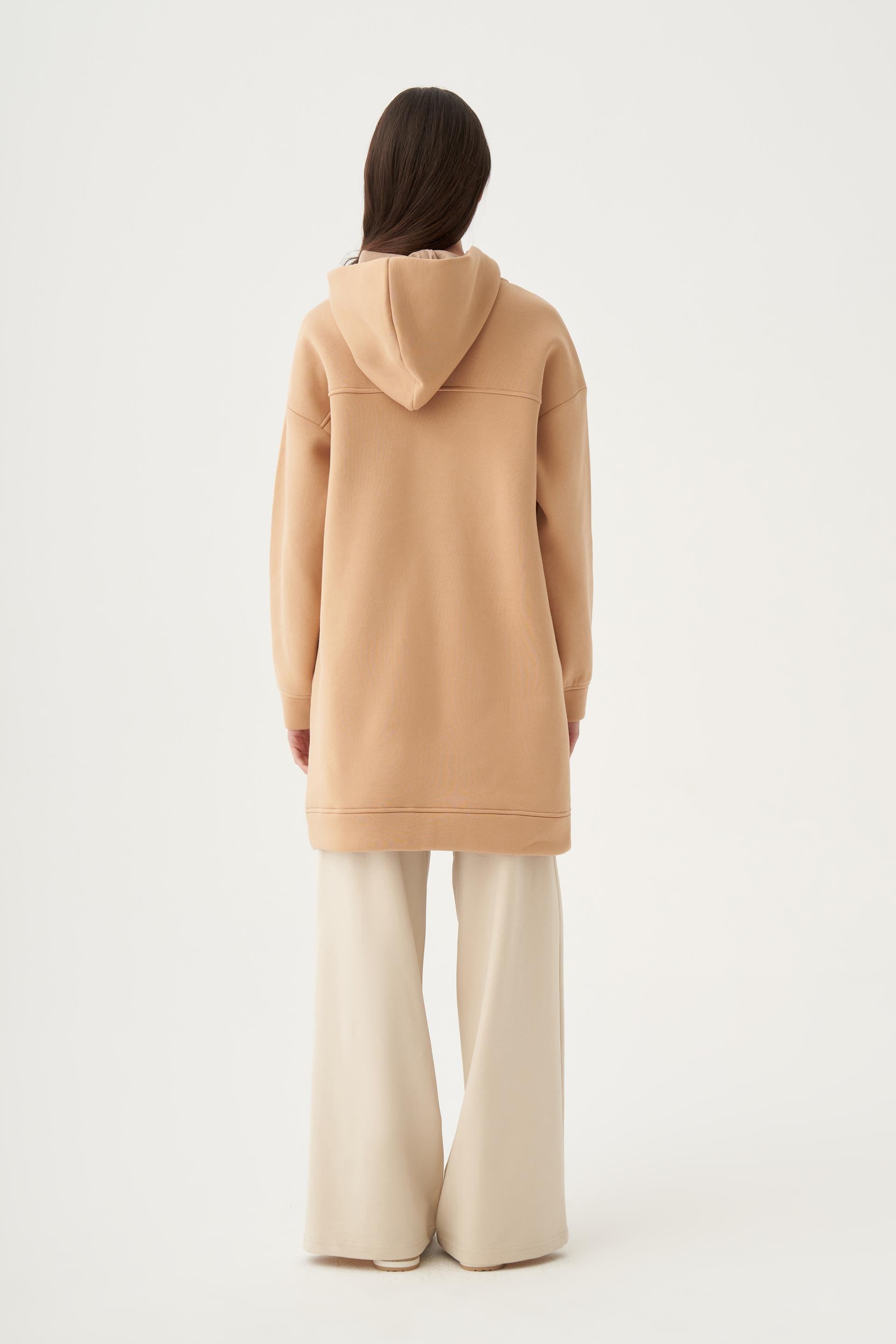 Vizon-Pamuklu Yarım Patlı Fermuarlı Tunik