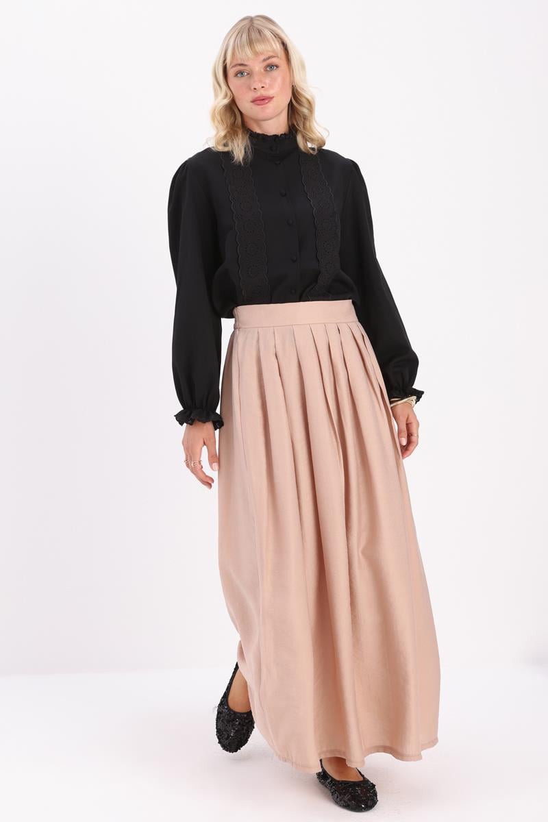 Pleated Flared Skirt
