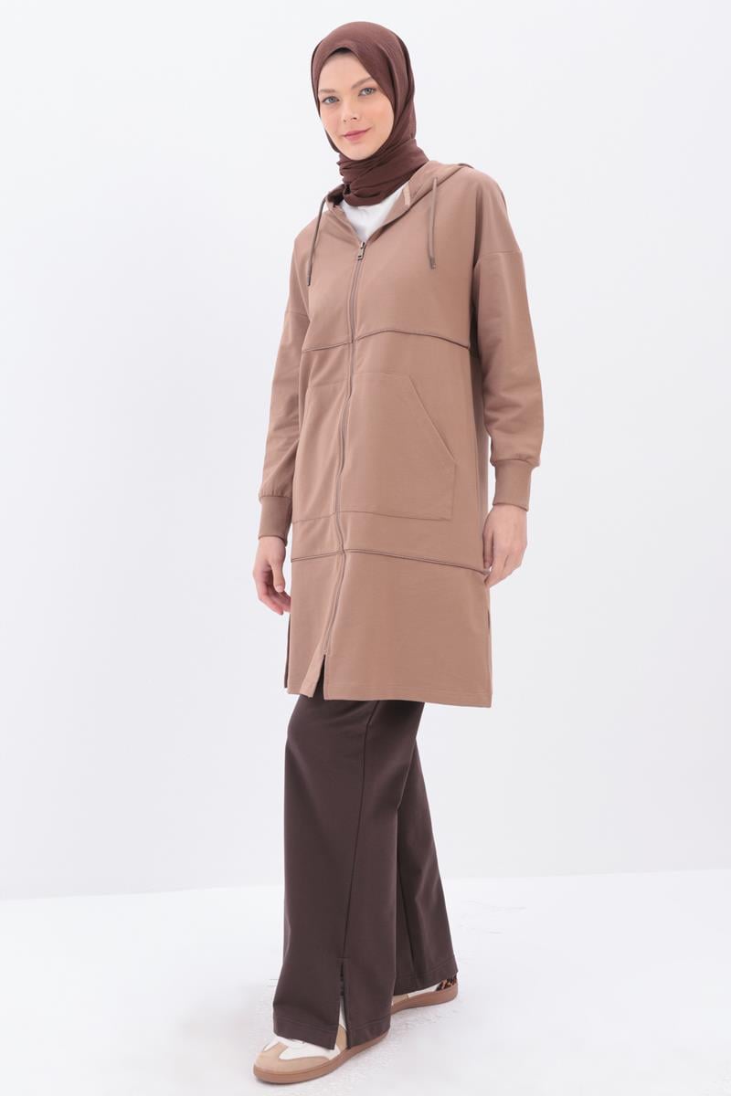 Saten Ara Biyeli Sweat Hırka