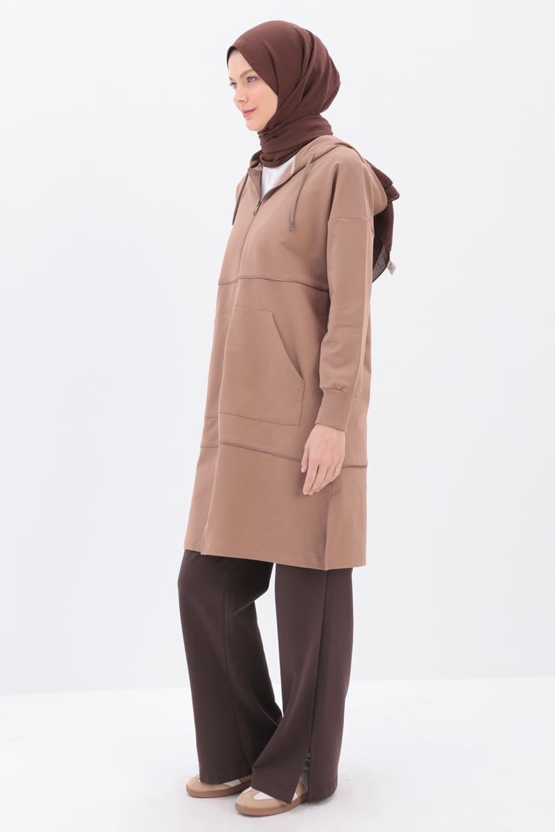 Saten Ara Biyeli Sweat Hırka