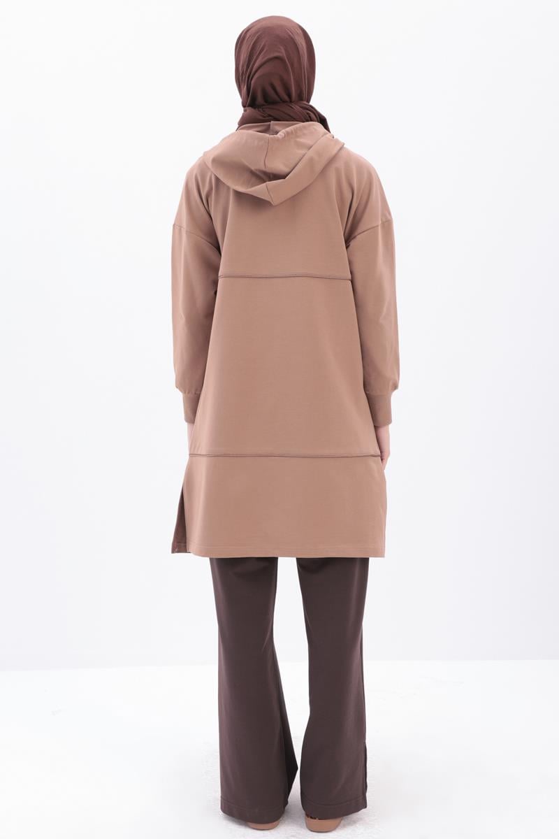 Saten Ara Biyeli Sweat Hırka