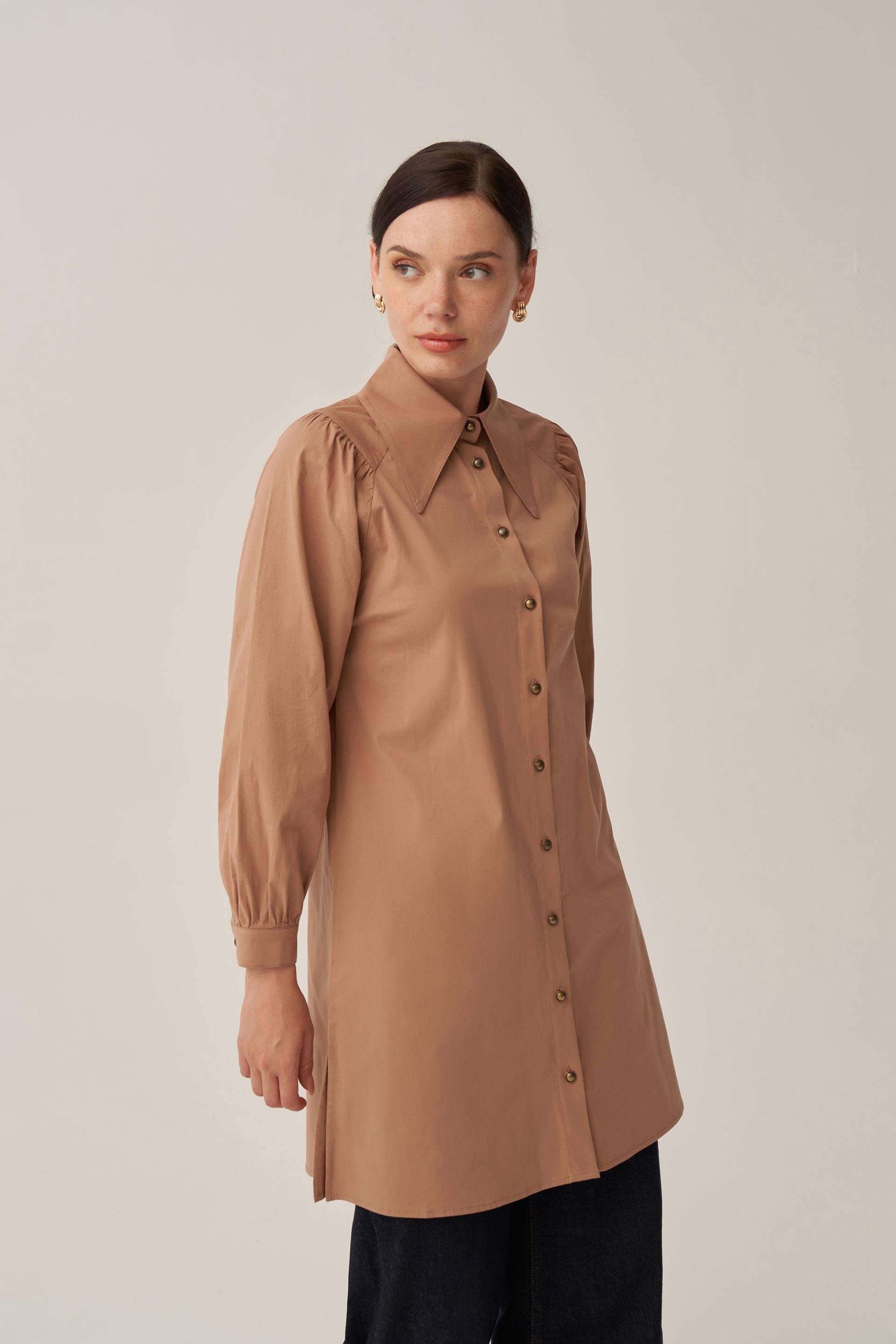 Vizon-Sivri Yakalı Poplin Gömlek