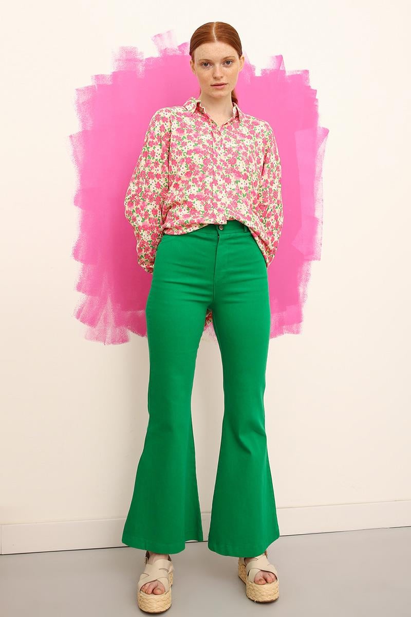 Cotton Flared Leg Pants