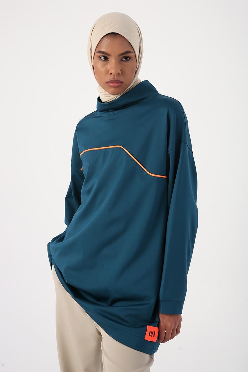 Neon Detailed Oversize Sweat Tunic