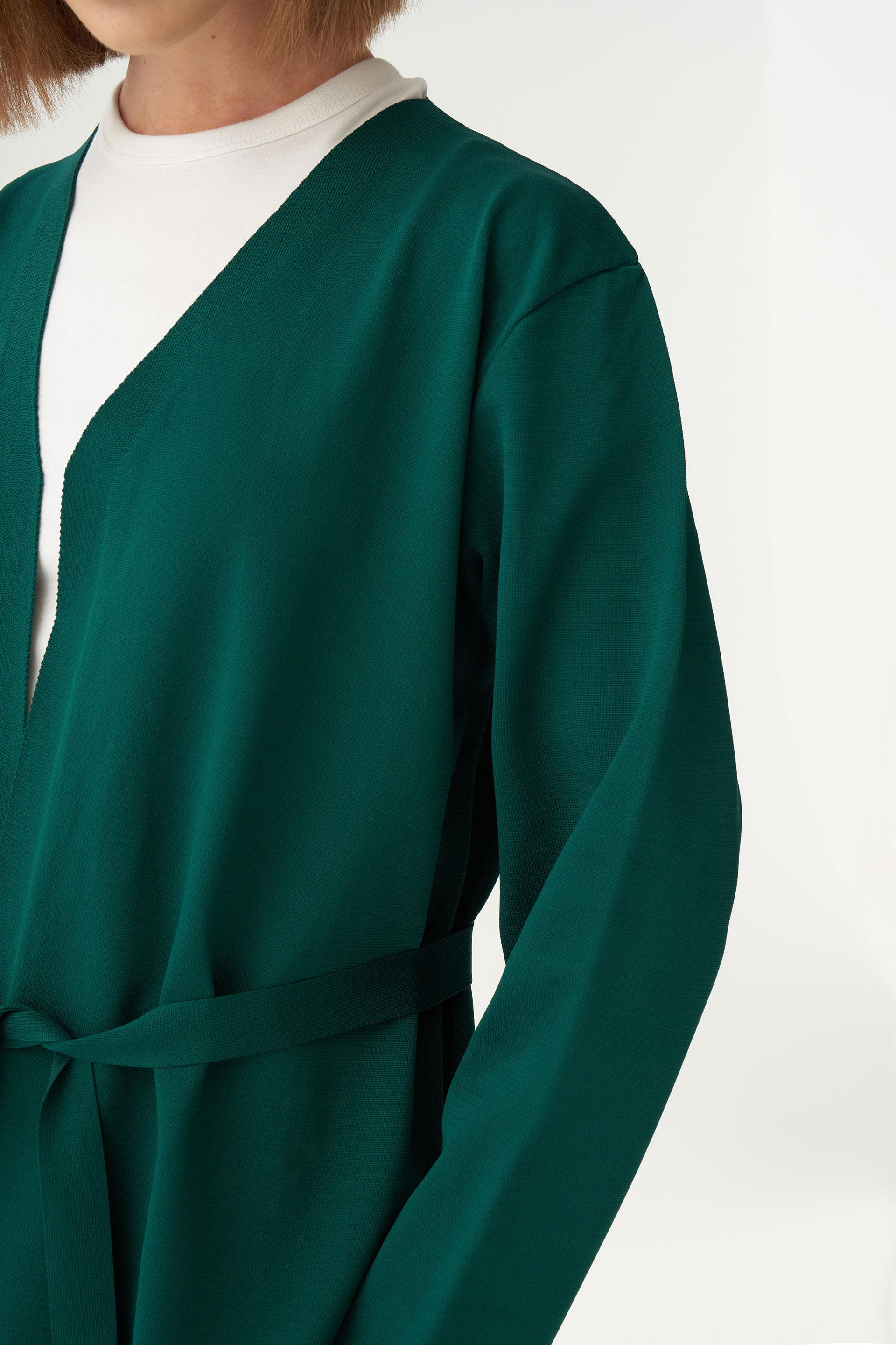 Zümrüt-Belden Baglamalı Triko Pantolonlu Takım