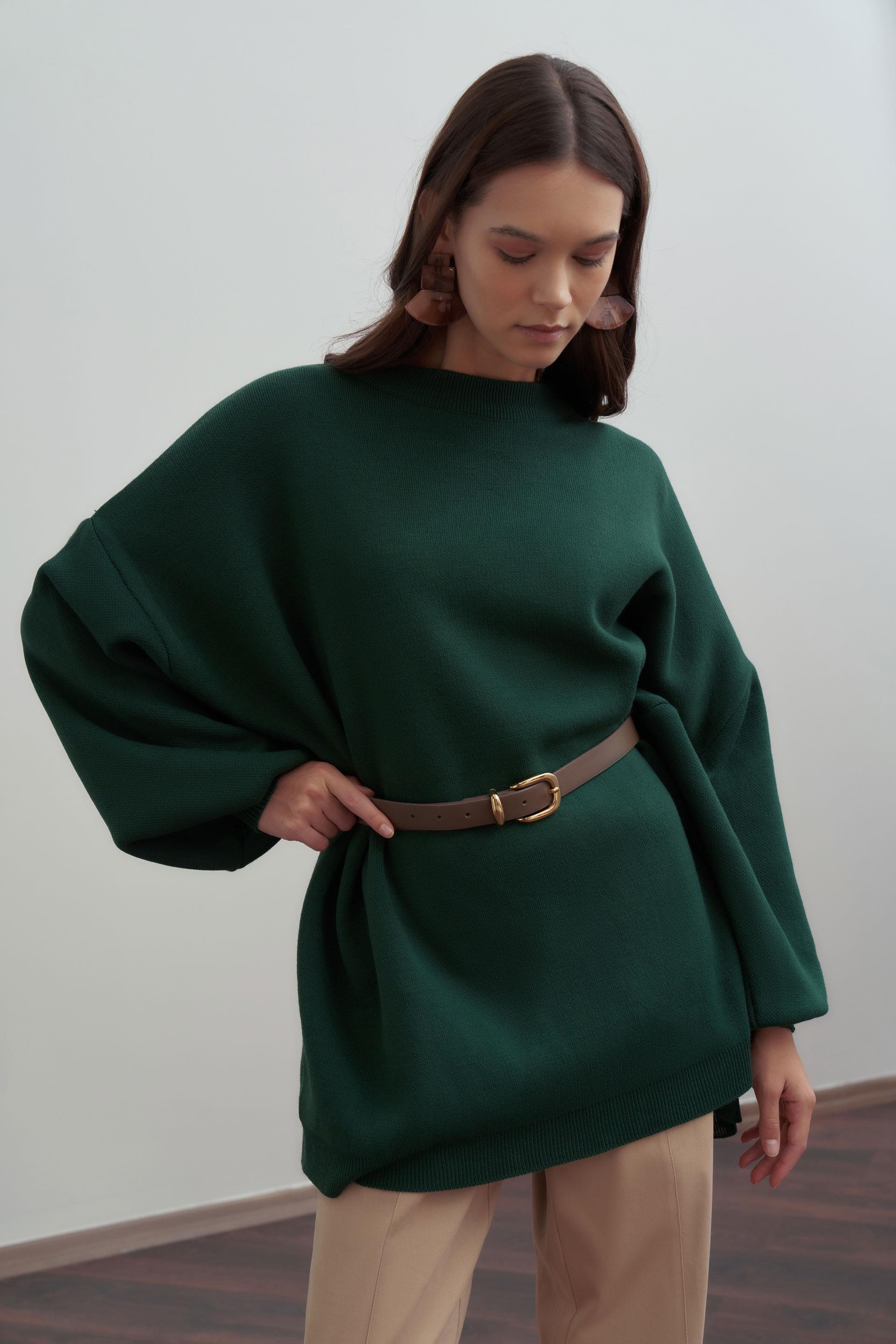 Zümrüt-Bol Kesim Triko Kazak