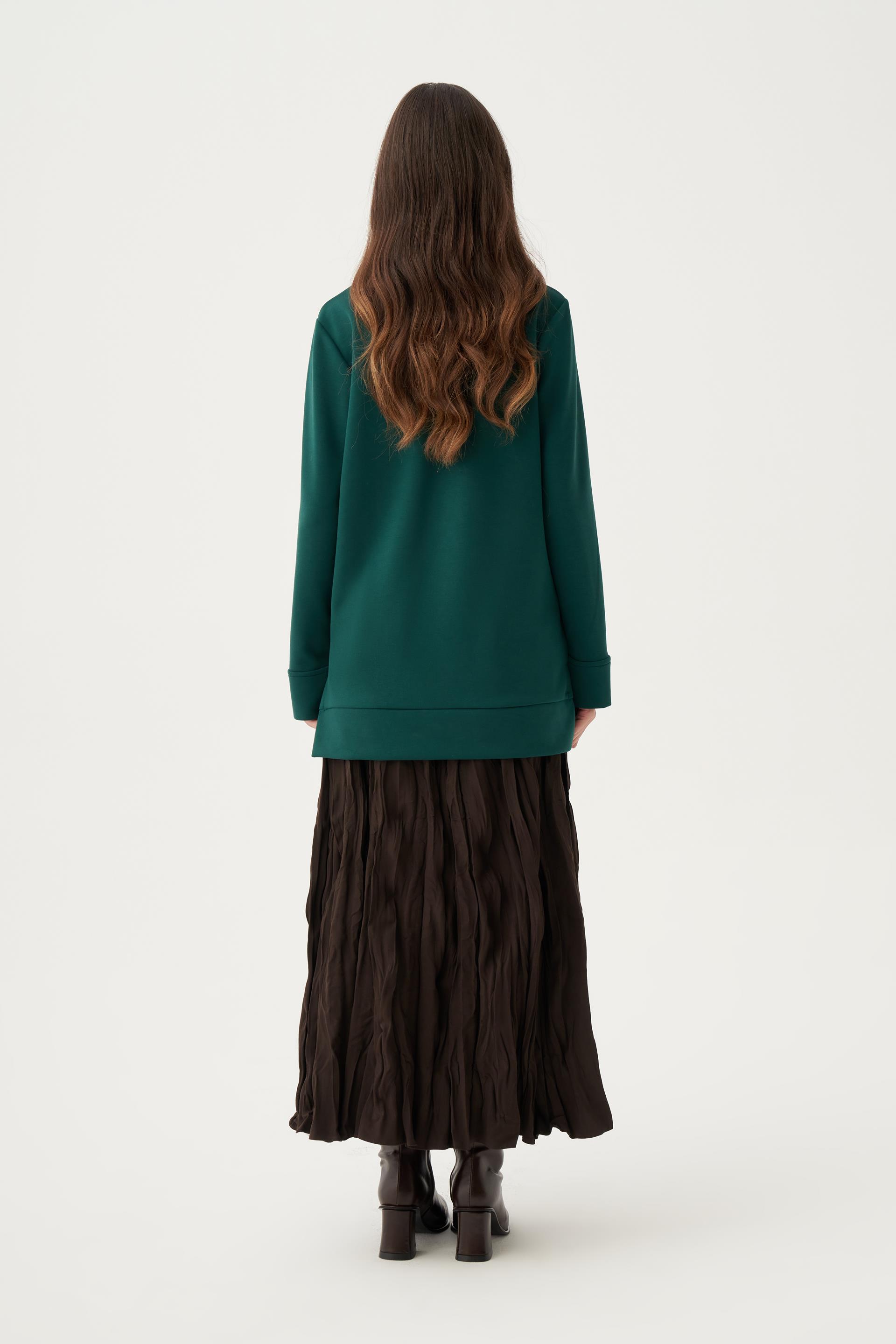 Zümrüt-Yumuşak Dokulu Gold Dügmeli Sweatshirt