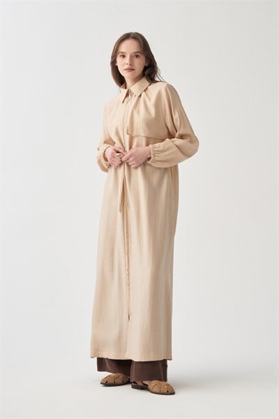 Beige-Relax Windbreaker Tencel Abaya