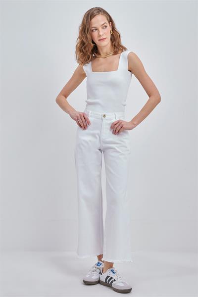 White-Cotton Tasseled Trousers