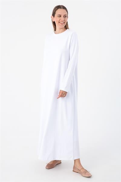 White-Long Sleeve Underwear Dress