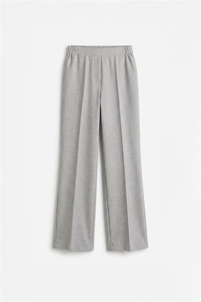 Gri-Geniş Paça Polyviskon Pantolon