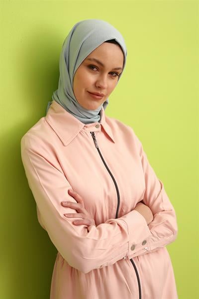 Pudra01-Zippered Viscose Abaya