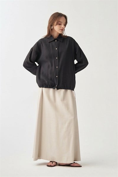 Siyah-Düğmeli Oversize Ceket