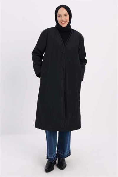 Siyah-V YAKA ŞİŞME GİY ÇIK