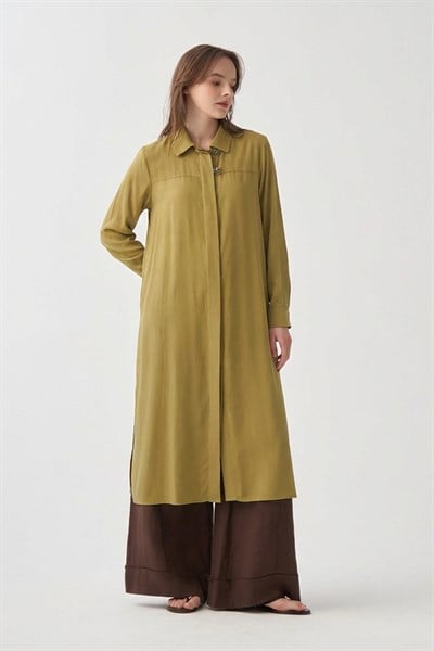 Soft Yeşil-Apolet Detay Gömlek