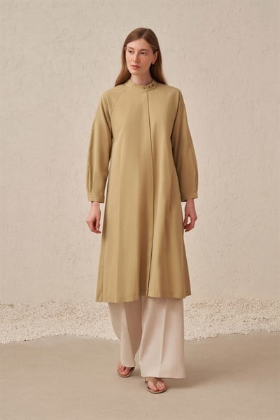 Soft Yeşil-Yakası Düğme Detaylı Tunik