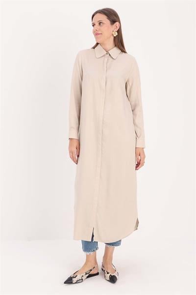 Stone-Hidden Placket Shirt Tunic