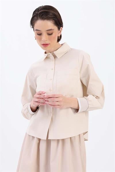 Stone-RIBBED CUFF LARGE POCKET SHIRT