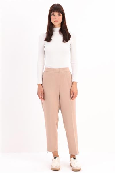 Mink-Front Zippered Trousers