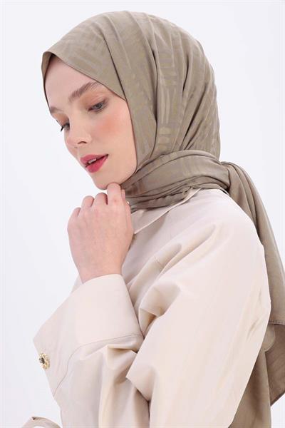 Olive Green-Patterned Jacquard Shawl
